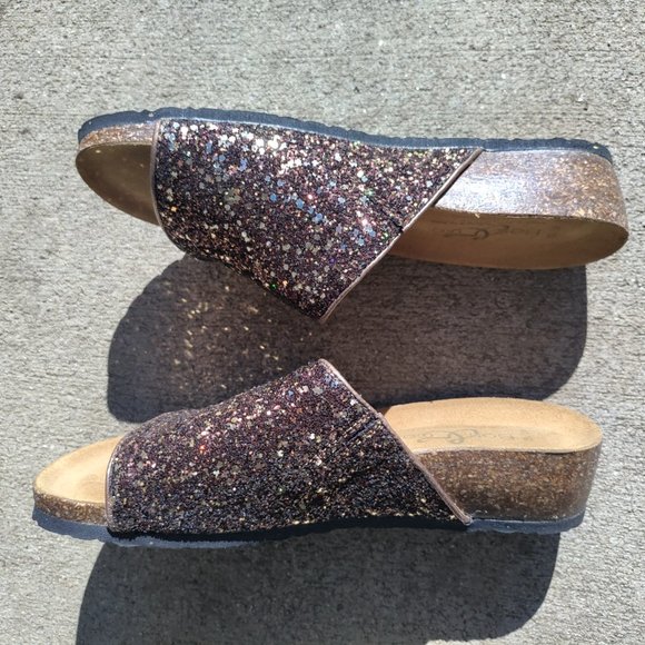 Bos And Co Women's Sandals Brown Bronz Glux Glitter Slide Size 10 EU41 - Picture 4 of 8